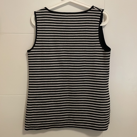 St. John Striped Rayon/Wool Sleeveless Top - Picture 2 of 7